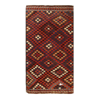 Vintage Red Turkish Hand Woven Kilim 6'4'' X 12'1'' For Sale