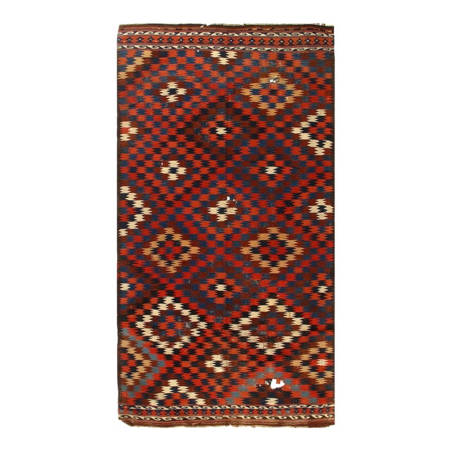 Vintage Red Turkish Hand Woven Kilim 6'4'' X 12'1'' For Sale