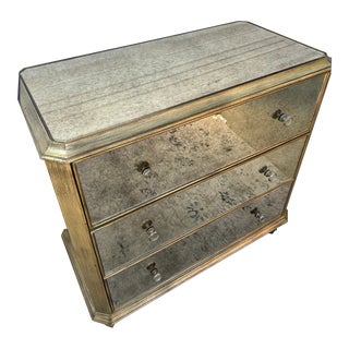 Ethan Allen Vivica Mirrored Silver Gilt Chest of Drawers. For Sale