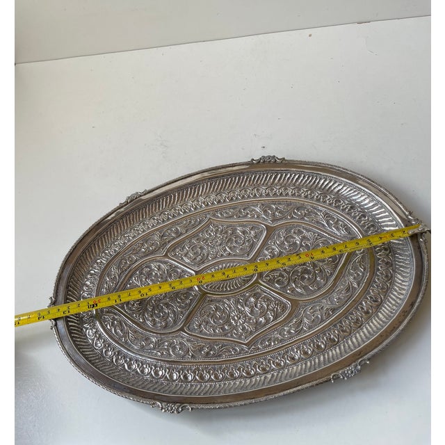 Oval Serving Tray in Silver, 1960s For Sale - Image 4 of 10