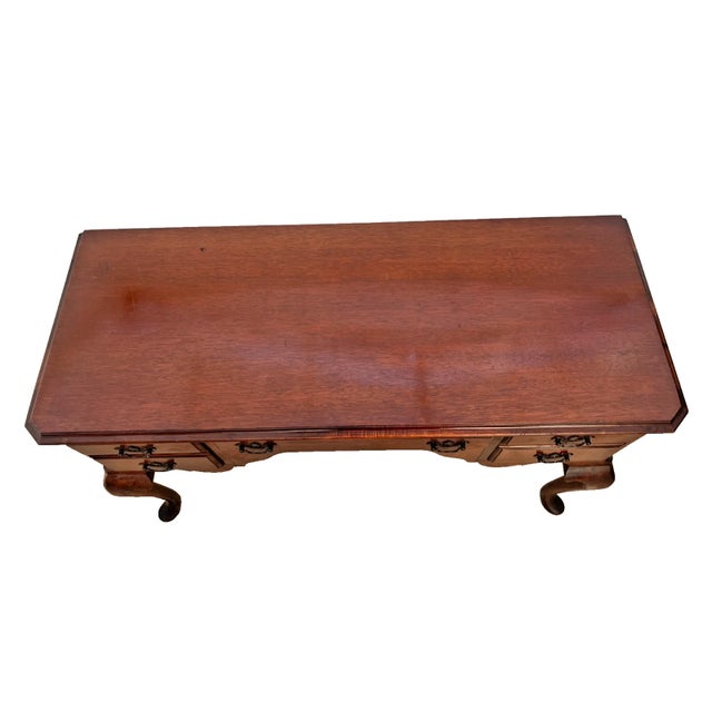 Vintage Desk Vanity, Chippendale Style, Three Dovetail Drawers, Solid Cherry For Sale - Image 4 of 13