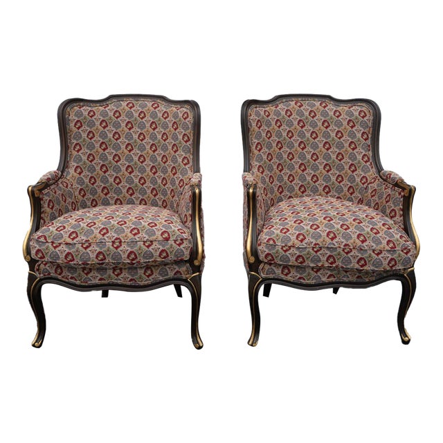 Late 20th Century Pair of Custom French Versaille Style Needlepoint Wool Arm Chairs For Sale