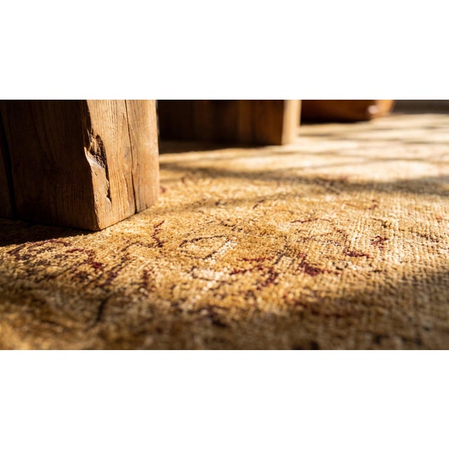 Beige 1920s Beige Geometric Antique Indian Indian Amritsar Rug 11' X 13'6" Hand Knotted Wool Carpet For Sale - Image 8 of 9