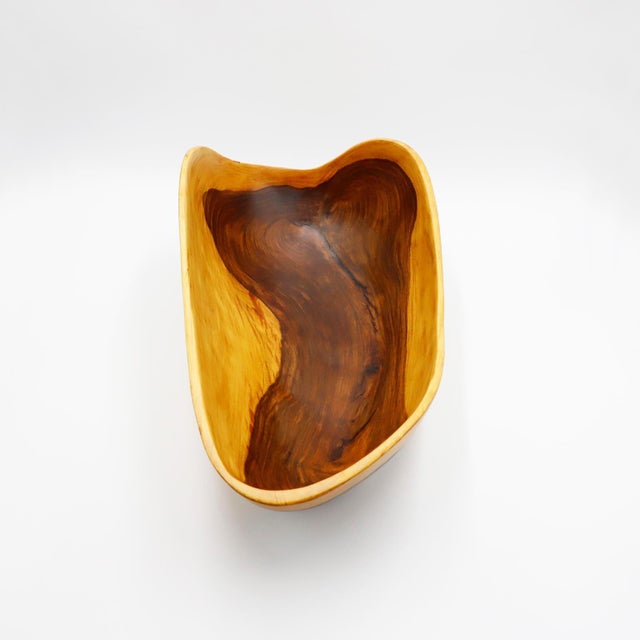 Mexican Vintage Hand-Carved Tropical Wood Bowl For Sale - Image 3 of 5