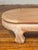 Vintage Thai Teak Oval Top Coffee Table with Whitewash Finish and Chow Legs For Sale In New York - Image 6 of 11