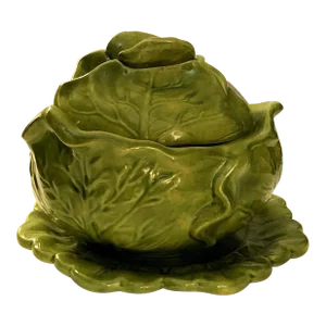 1960s Majolica Lidded Cabbage Tureen With Plate by Holland Mold - Set of 3