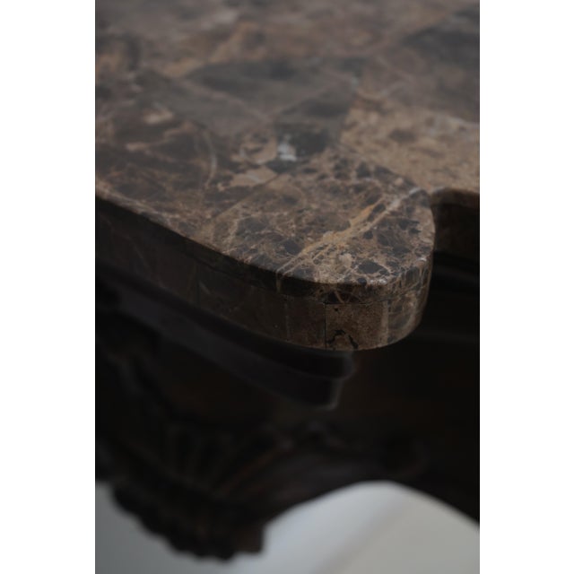 1990s Maitland Smith Marble Top 1 Leg French Style Wall Table For Sale - Image 5 of 12