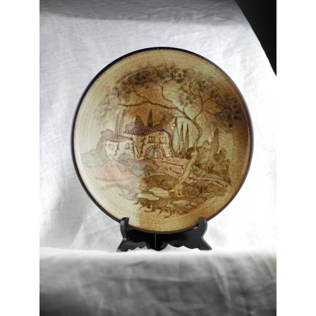 Olive Mid-Century Paulet French Landscape Olive Fruit Bowl / Plate For Sale - Image 8 of 13