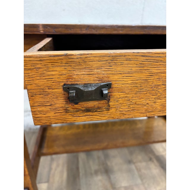 Antique Oak Craft by Ramsey Alton Stickley Mission Style Desk Library Table For Sale - Image 14 of 14
