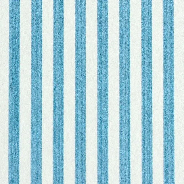 Transitional Schumacher Edwin Stripe Narrow Wallpaper in Ocean For Sale - Image 3 of 3