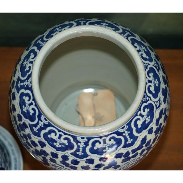 Large Chinese Style Blue and White Temple Jars from Ralph Lauren, Set of 2 For Sale - Image 11 of 18