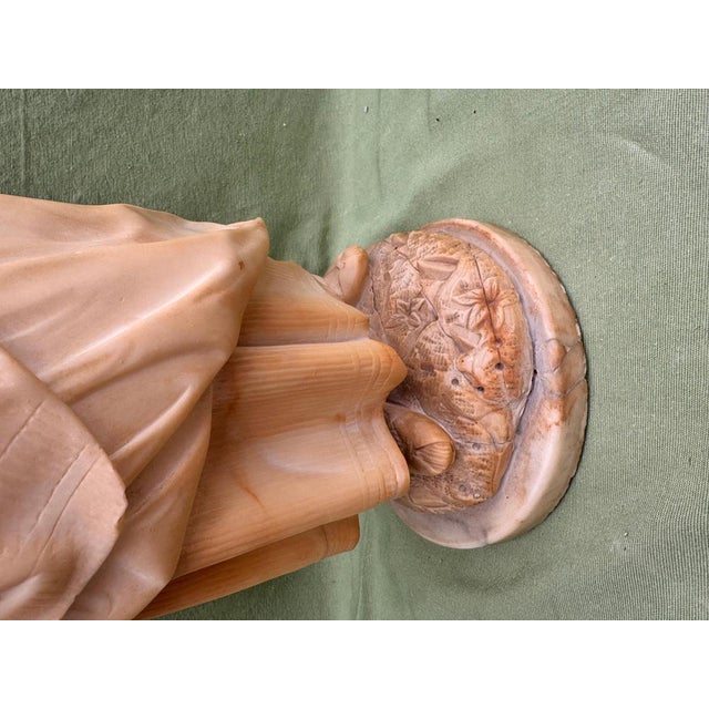 Stone European School Artist, Sculpture of Lady with a Floral Headdress, 19th Century, Carrara Marble For Sale - Image 7 of 11