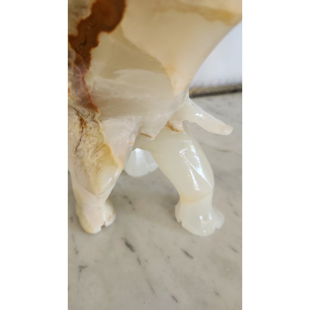 Boho Chic Vintage Large Carved Onyx Elephant Sculpture For Sale - Image 3 of 18