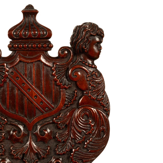 Antique Carved Italian Renaissance Revival Sgabello Chair Coat of Arms & Cherubs, 1870 For Sale - Image 13 of 15
