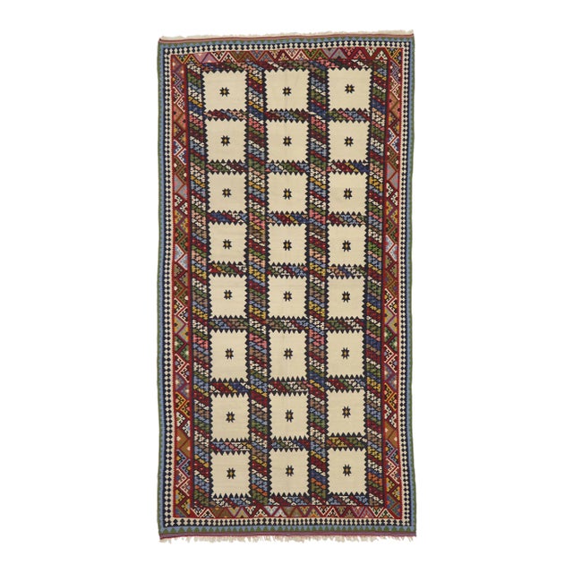 Late 20th Century Vintage Persian Bijar Kilim Rug, 04'11 X 09'08 For Sale