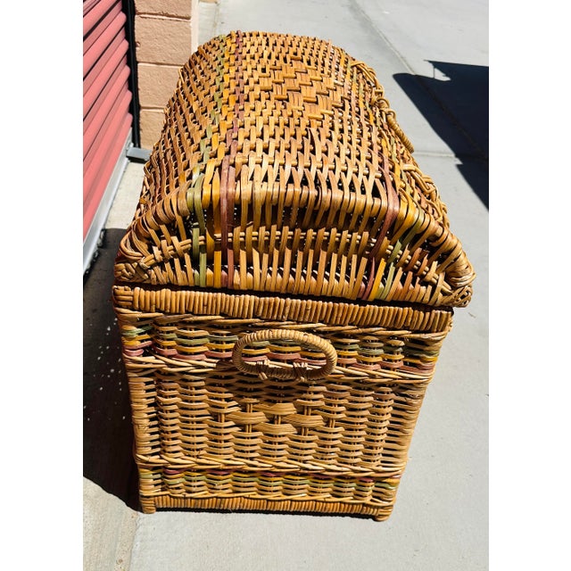 Vintage Rustic European Rattan Storage Trunk For Sale In Palm Springs - Image 6 of 8