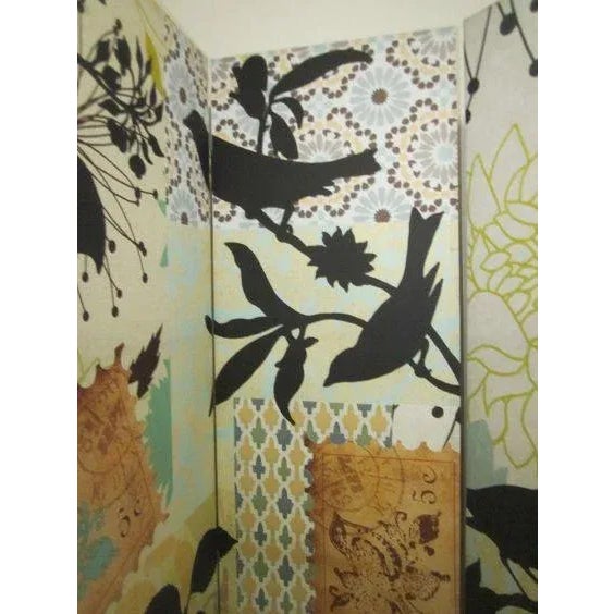 Wood 1960s Tropical Paradise Multi Color Birds and Leaves 3 Panel Room Divider Set of 2 For Sale - Image 7 of 12