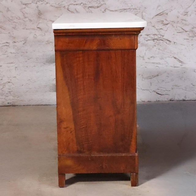 19th Century Louis Philippe Walnut Chest With White Marble Top For Sale - Image 4 of 6