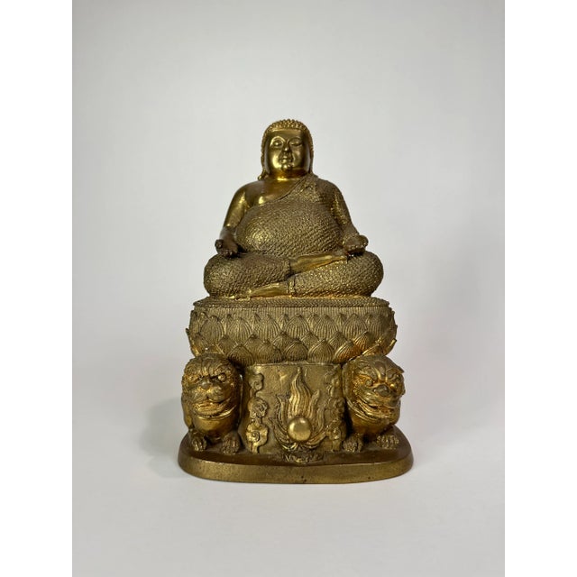 Bronze Mid 20th Century Bronze Metal Buddha For Sale - Image 8 of 8