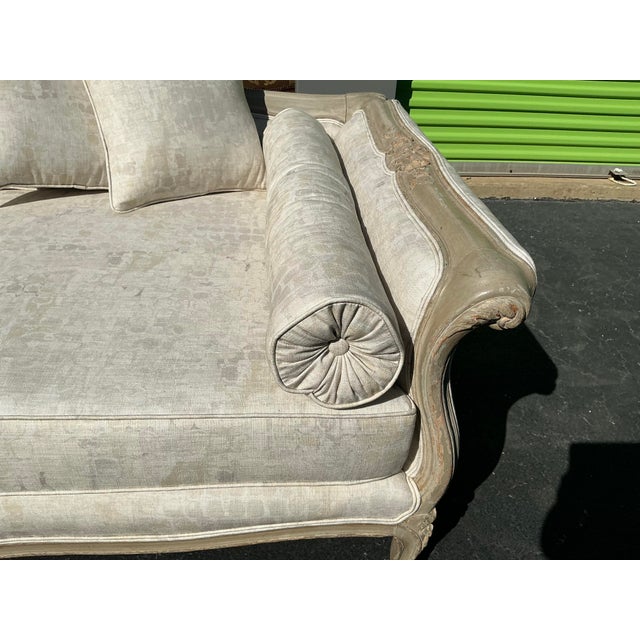 19th-C. French Painted Daybed / Sofa in New Linen W/ Gustavian Swedish Styling For Sale - Image 12 of 13