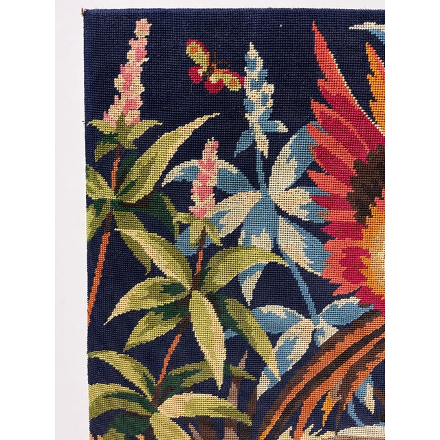 Blue Vintage French Needlepoint Tapestry Birds of Paradise For Sale - Image 8 of 11