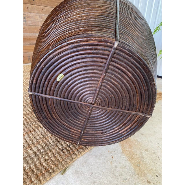 Vintage Coastal Palecek Pencil Reed Rattan Vase For Sale - Image 9 of 13