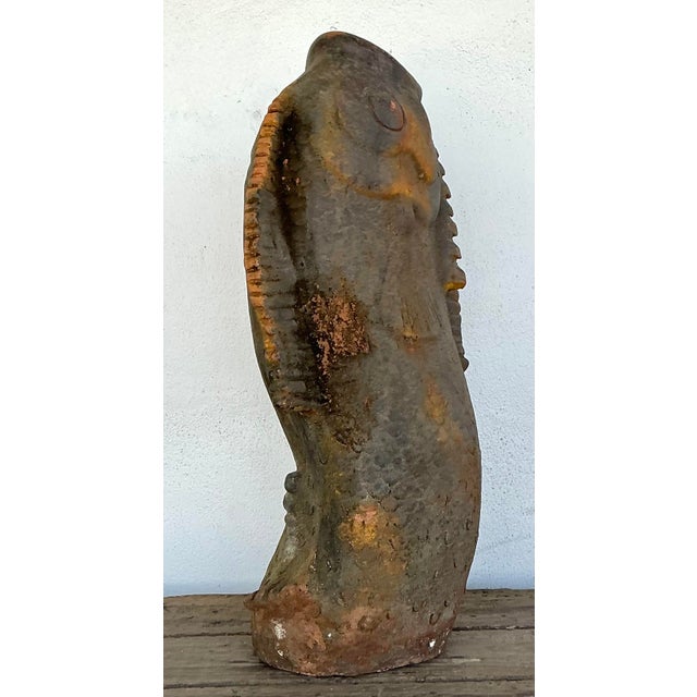 Rustic Vintage Original Studio Pottery Terracotta Fish Umbrella Stand For Sale - Image 3 of 12