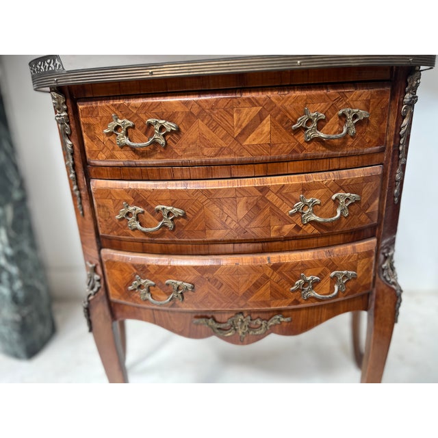 2000 - 2009 Louis XV Style Marquetry Half-Moon Commode with Cube Base, 1900s For Sale - Image 5 of 11