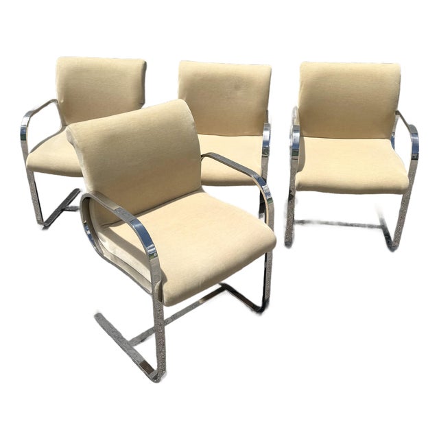 Mid Century Modern Miles Van Der Rohe Brno Style Cantilever Dining Chairs - Set of 4 For Sale