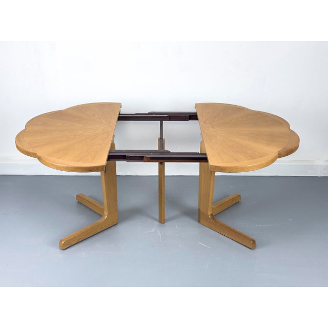 Round Oak Dining Table with Extensions, 1970s For Sale - Image 6 of 18
