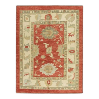 Red Handwoven Turkish Oushak Rug 5' X 6'8" For Sale