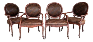 Ultimate Chairs Limited Rope Carved Dining Arm Chairs - Set of 4