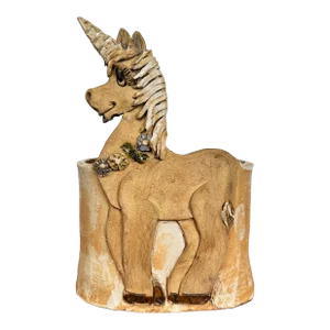 Unicorn Vessel Signed Studio Pottery