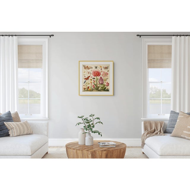 Insects and Flowers – Natural History Fine Art Print This captivating fine art print reproduces a richly detailed natural...