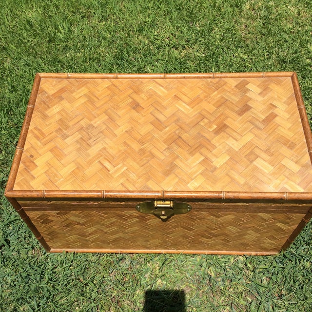 Vintage Bamboo Woven Rattan Trunk Chairish