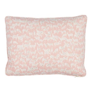 Schumacher Fauna 16" Lumbar Pillow in Dusty Pink For Sale
