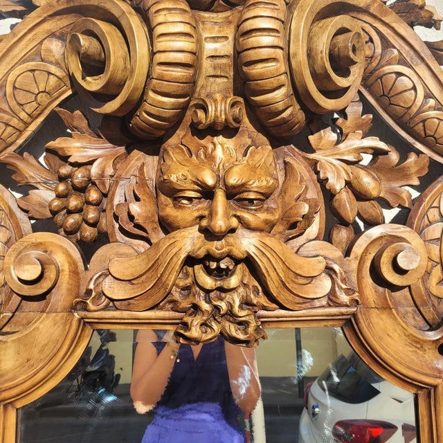 Brown Large 19th Century Mirror in Carved Wood, Italy For Sale - Image 8 of 18