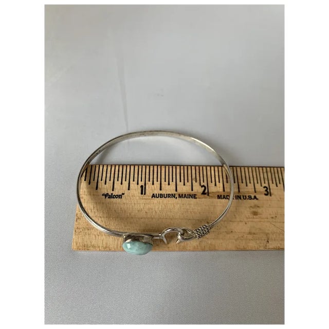 Metal Late 20th Century Sterling and Larimar Hook Bangle For Sale - Image 7 of 10