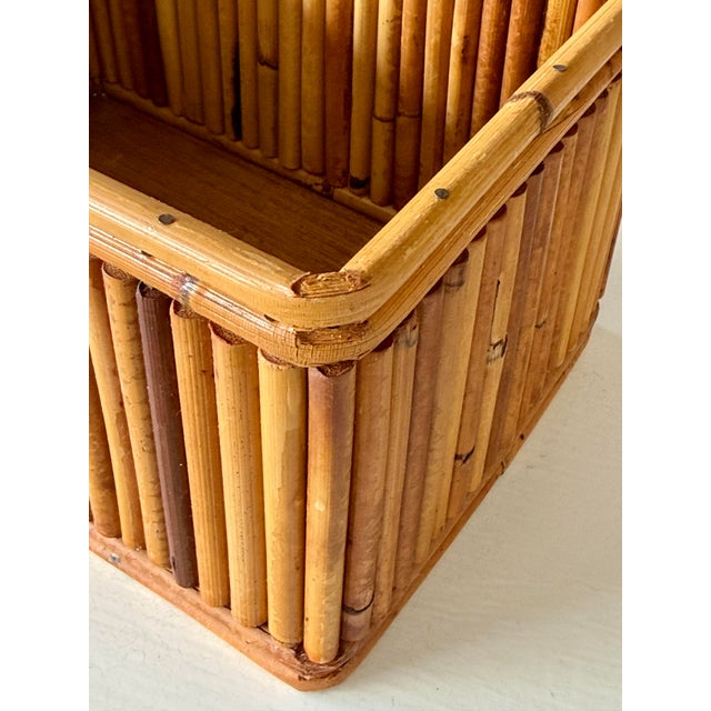 Mid 20th Century Vintage Boho Coastal Pencil Reed Rattan Storage Basket Box by Marco Basketware For Sale - Image 5 of 11