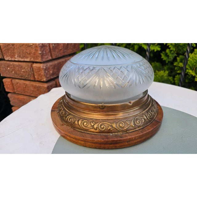 Brown Antique Ceiling Lamp in Brass and Glass, 1890s For Sale - Image 8 of 9