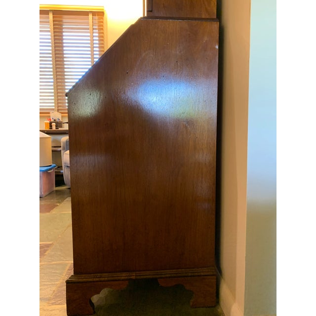 English Mid 20th Century Queen Anne Style Burled Walnut Secretary For Sale - Image 3 of 8