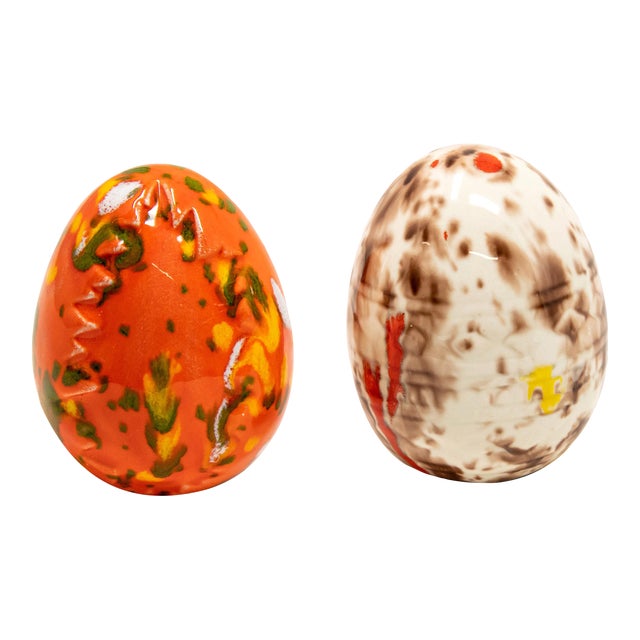Mid 20th Century Ceramic Glazed Eggs- Set of 2 For Sale