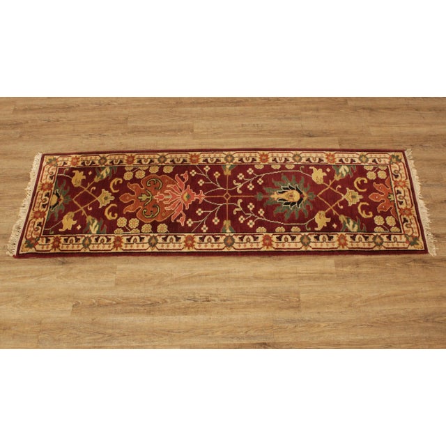 Vintage Indo Persian 7'10 inch x 2'6 inch Hand Woven Wool Runner For Sale - Image 11 of 13