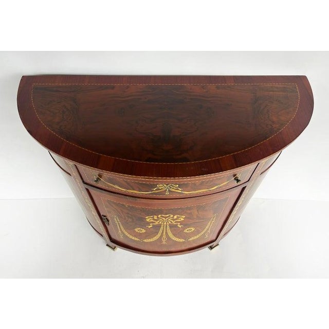 Late 20th Century Demi-Lune Console Cabinet With Inlays and Embellished With Painted Decorations For Sale - Image 11 of 15