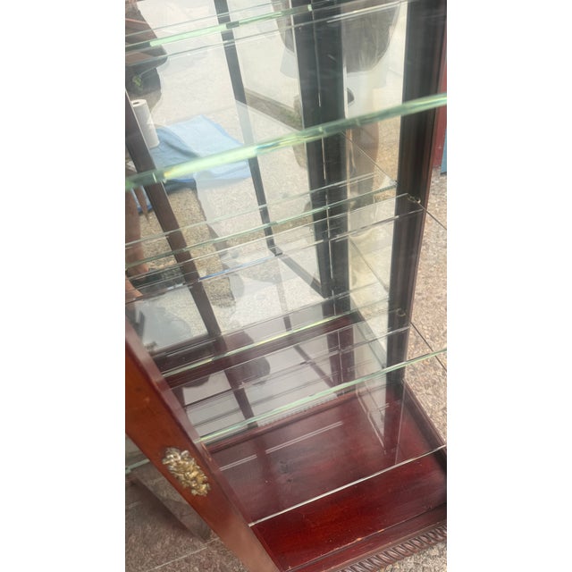 Antique Mahogany Barley Twist Beveled Glass Curio Cabinet For Sale - Image 12 of 14