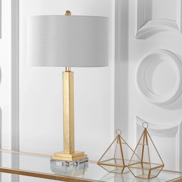 30 Inch H Crystal Base Table Lamp in Gold - a Pair | Chairish