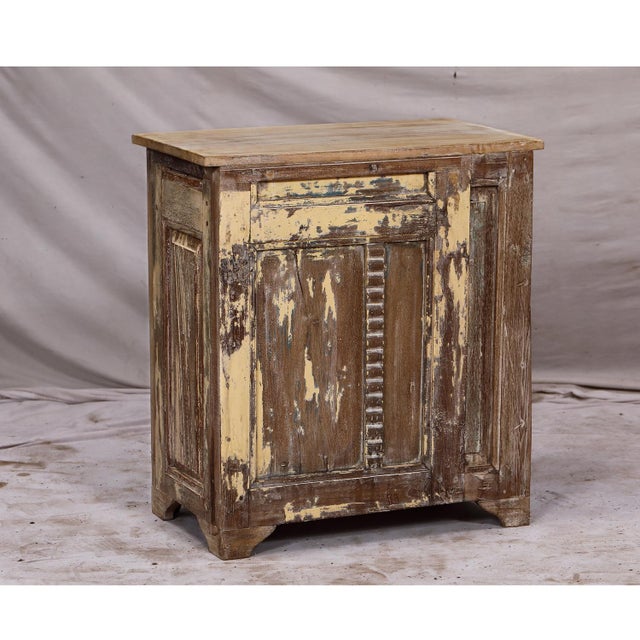 Brown Nightstand Made From Antique Indian Teakwood Architectural Elements For Sale - Image 8 of 8