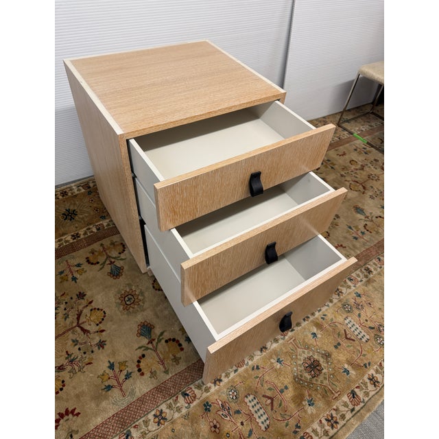 Lime Wash Oak Wood Desk With Drawer Cabinet For Sale - Image 9 of 12