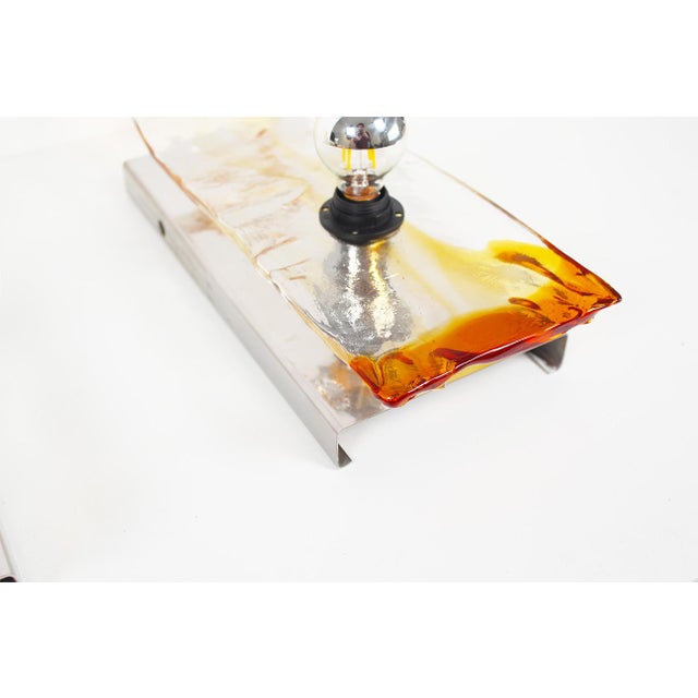 Metal Vintage Murano Glass Wall Sconces from AV Mazzega, 1970s, Set of 2 For Sale - Image 7 of 8