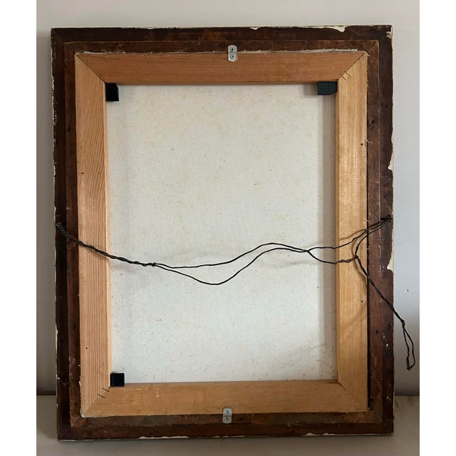 Terra Cotta 1940’s Vintage Brightly Colored Floral Still Life Oil Painting in Vintage Frame For Sale - Image 8 of 8